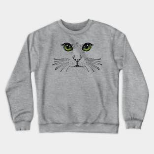 Cat Face Green eyes Whiskers Crewneck Sweatshirt